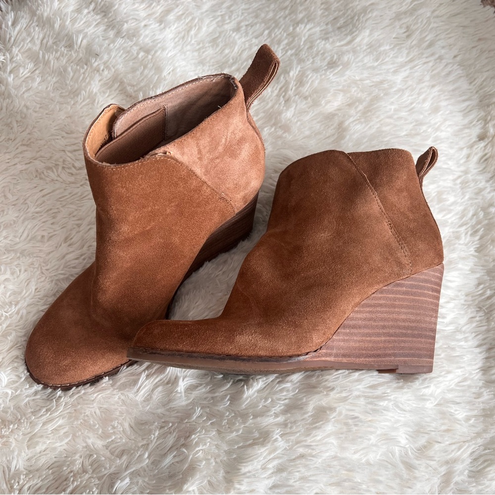 Lucky Brand ankle Booties stacked wedge heel